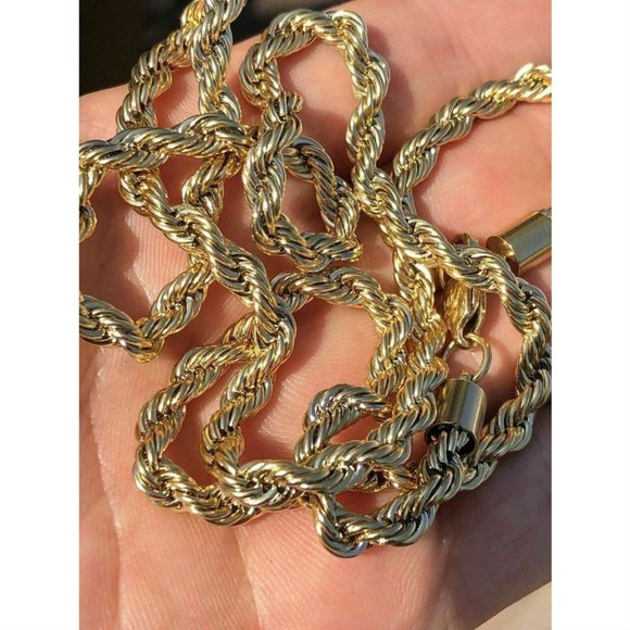 Harlembling 14k Gold Steel Thick 5mm Rope Chain - Picture 7 of 11